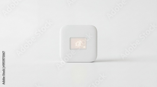 Minimalist White Square Smart Home Device Controller on Neutral Wall
