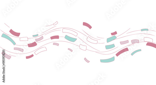 Confetti vector illustration, colorful pink, red, and green pieces