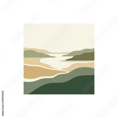 Estuary Habitat Mixing Zone Muted Flat Vector