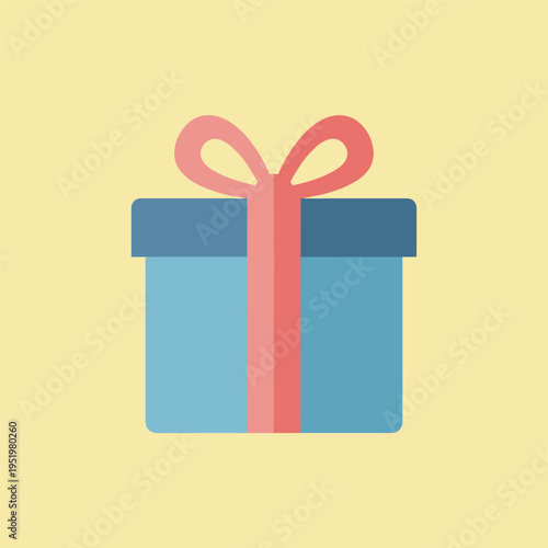 Blue gift box with pink ribbon.