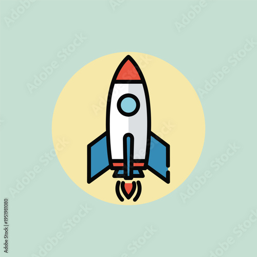 Rocket Ship Spacecraft Icon Illustration.