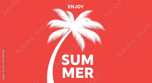 Summer vacation banner template with palm tree