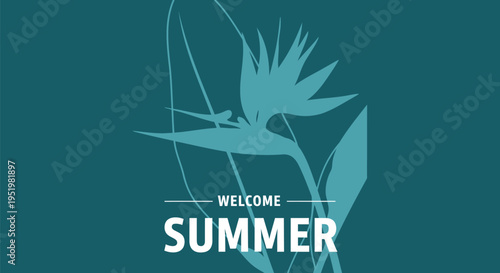 Vector summer welcome banner with bird and floral design