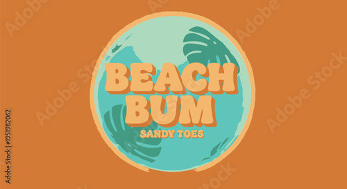 Beach Bum logo vector, orange and teal colors