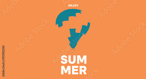 Summer season icon vector with map silhouette