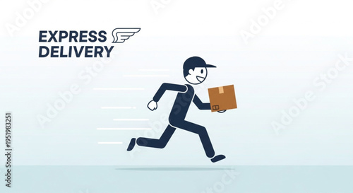 Express Delivery Man Running With Package.