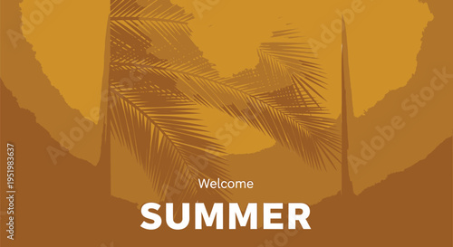 Summer welcome banner vector with palm trees