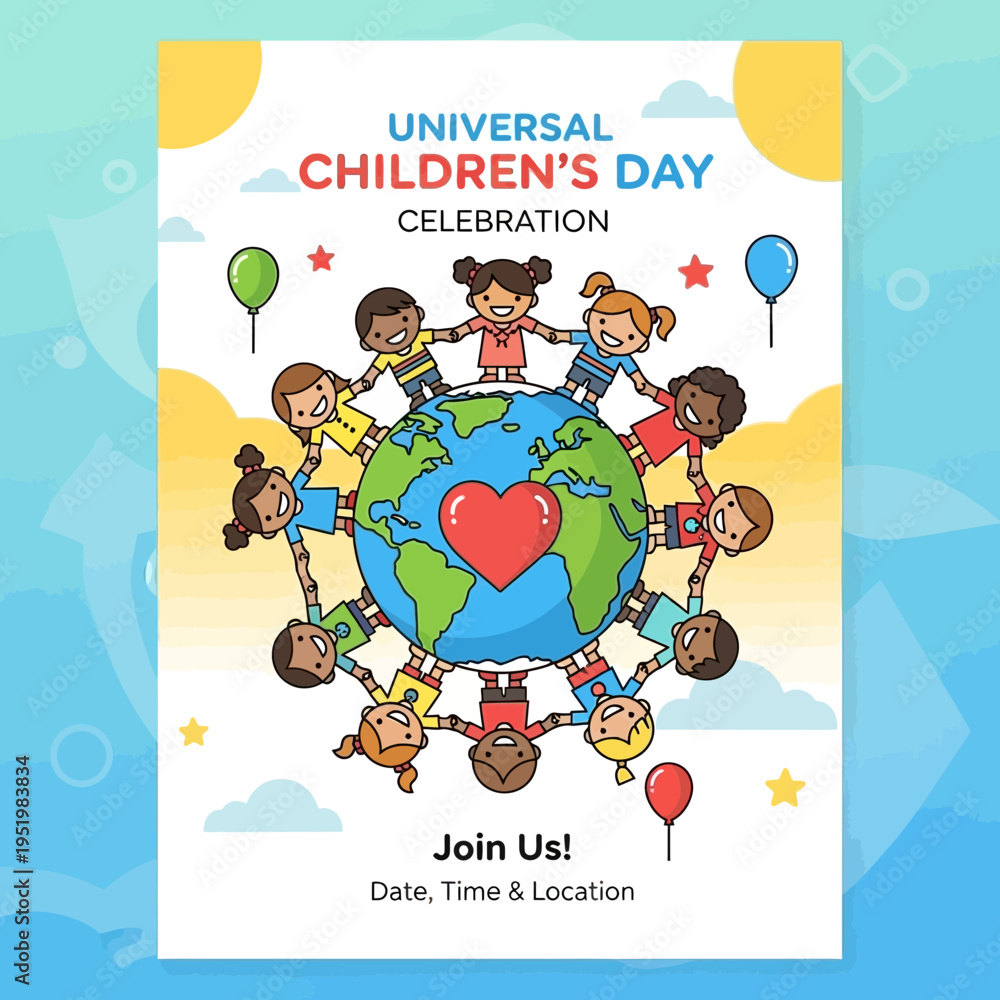 Fototapeta premium Universal Children's Day Celebration Poster.