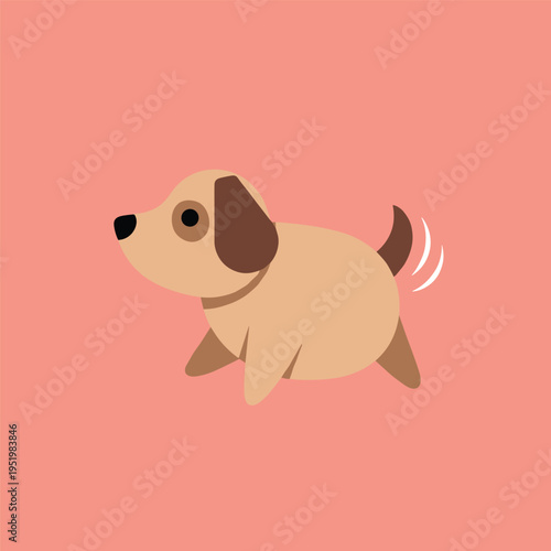 Cute Cartoon Dog Running Fast.