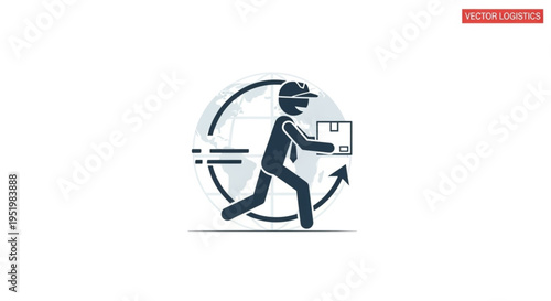 Fast Delivery Man Running with Package Icon.