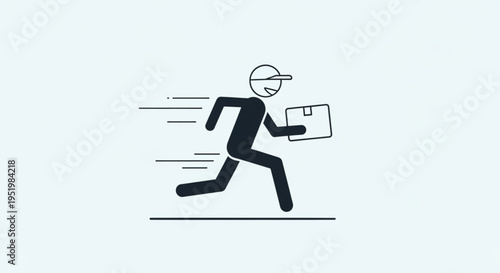 Fast Delivery Person Running with Package Icon.