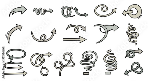 A simple, looping flow diagram conveys concepts of process, iteration, and continuous improvement. Useful for illustrating workflows or cyclical conce