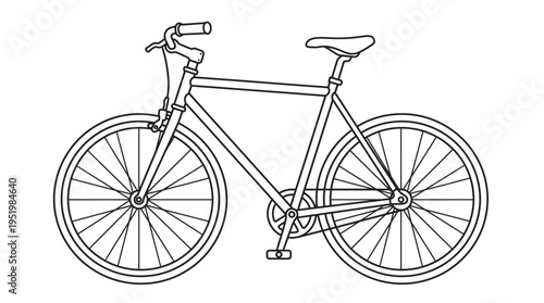 Minimalist outline drawing of a classic bicycle, representing active lifestyle, urban commute, and eco-friendly travel