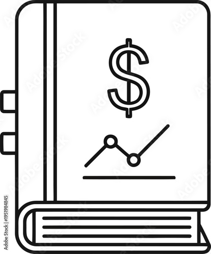 Financial accounting book with dollar and graph