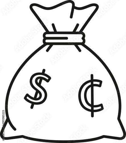 Sack of money representing wealth and capital