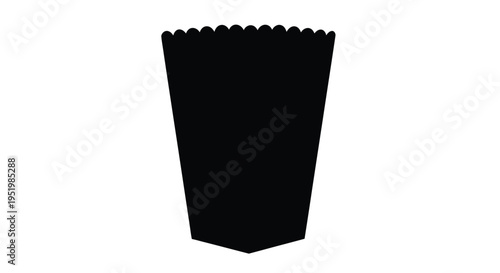 A black popcorn container depicted in stark silhouette