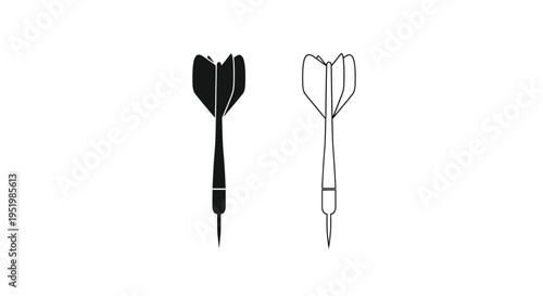 Two darts one solid black and one outline a dramatic silhouette