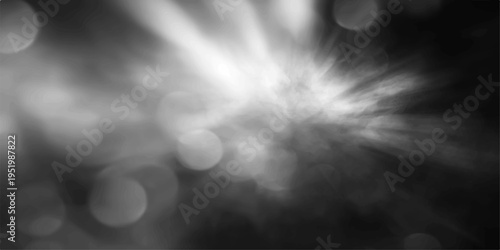 Abstract light flares and floating orbs of bokeh coalesce in a dreamy grayscale, evoking a sense of ethereal mystery and soft focus visual texture.