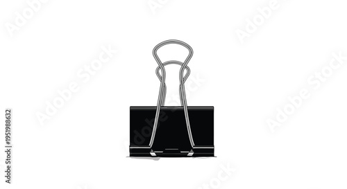 A single black binder clip is centrally positioned and rendered in a detailed line art style against a plain white background.
