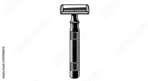 Detailed Illustration of a Classic Double-Edged Safety Razor.