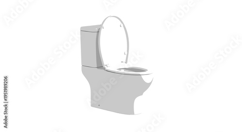 A simple white toilet is shown from a side angle with its seat and lid open.
