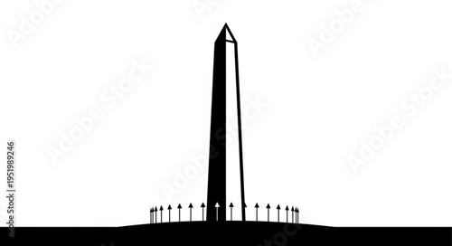 Washington Monument Silhouette - A Striking Landmark in Black and White.