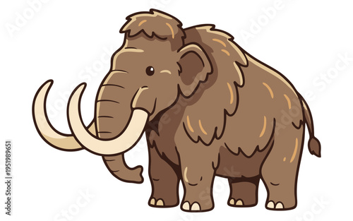 Cute Woolly Mammoth Cartoon Illustration