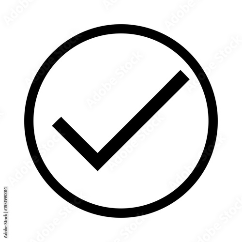 Checkmark inside circle approval success verified valid right silhouette vector illustration