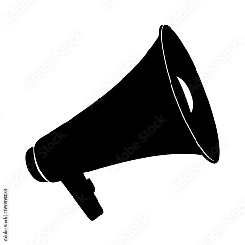 Loudspeaker megaphone bullhorn communication announcement marketing silhouette vector illustration