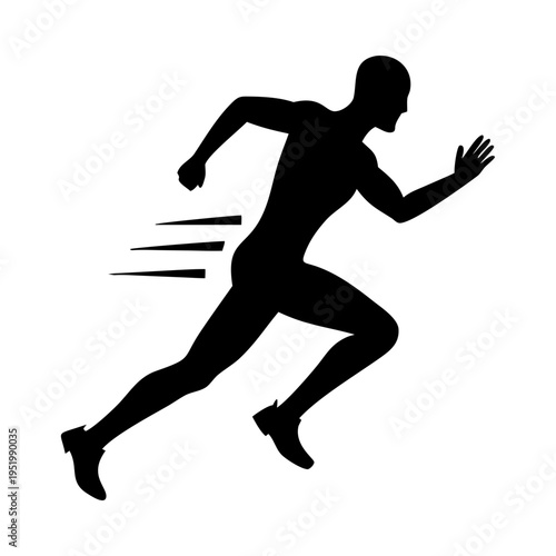 Athlete runner sprint speed fitness workout sport run motion silhouette vector illustration