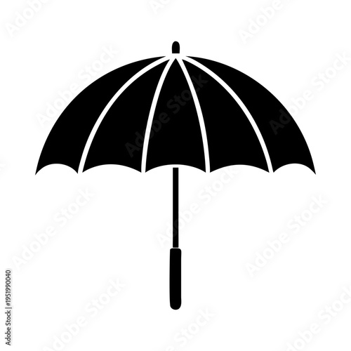 Umbrella parasol protection rain weather forecast accessory open silhouette vector illustration