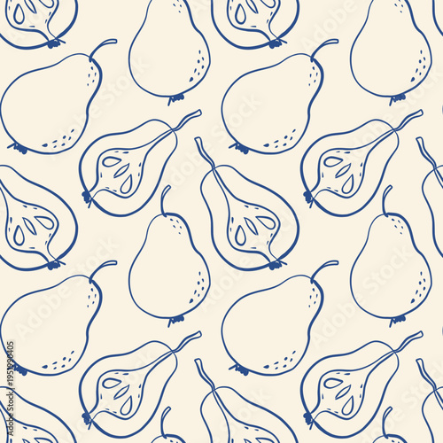 Seamless Blue Pear Pattern