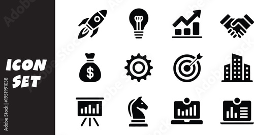 Collection of diverse business and entrepreneurship icons for visual representation