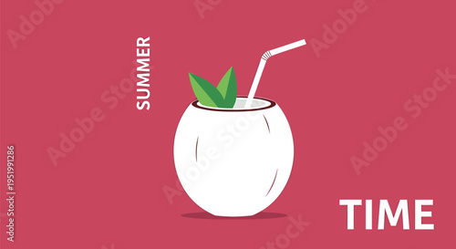 Summer coconut drink icon vector