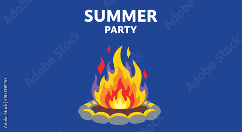 Vector illustration of campfire for summer party