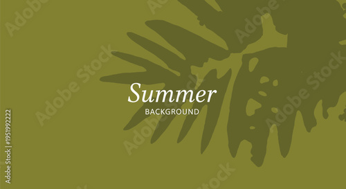 Summer background vector with tropical leaf silhouette