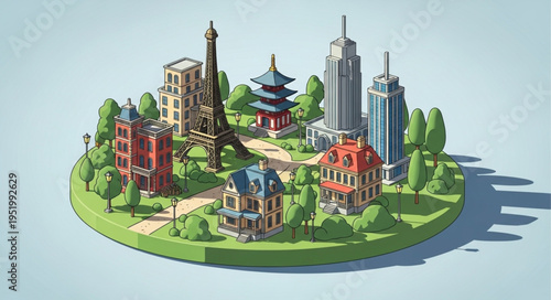 Miniature World - A Detailed Isometric View of Famous Landmarks.