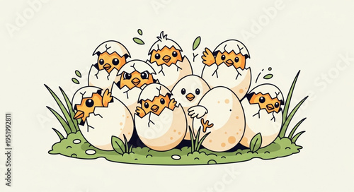 Adorable Hatching Chicks - A Celebration of New Life and Spring.
