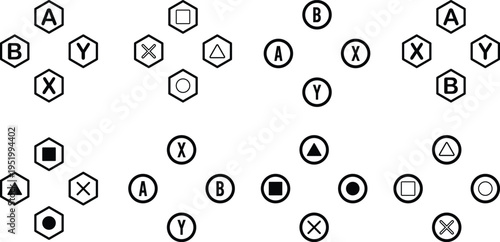 Keyboard control keys icon vector set including arrow keys and WASD buttons for gaming and navigation. Ideal for game interfaces, tutorials, and UI design.