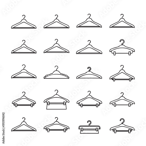 Assorted Clothes Hanger Designs Collection Vector Icon Set