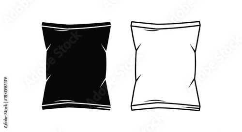 Two snack bag outlines one dark and one light a bold silhouette