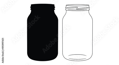 Two glass jars one dark and one light presented as a silhouette