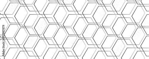 Abstract white hexagon geometric pattern background. Futuristic digital high-technology banner