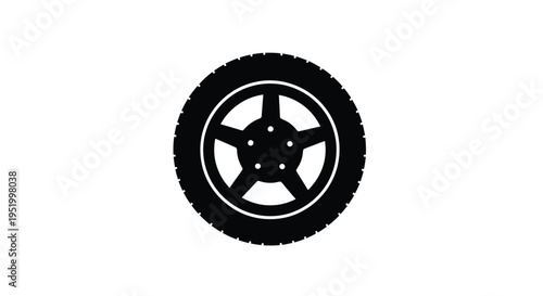 Simple black tire graphic against a white background silhouette