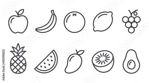 Premium Monoline Tropical Fruit Icon Set for UI UX Design