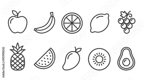 Monoline Premium Fruit Icon Set for Modern UI Design