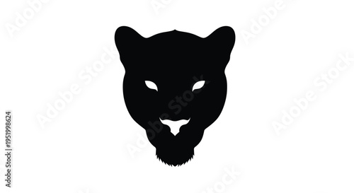 Dramatic black panther head facing forward a striking silhouette