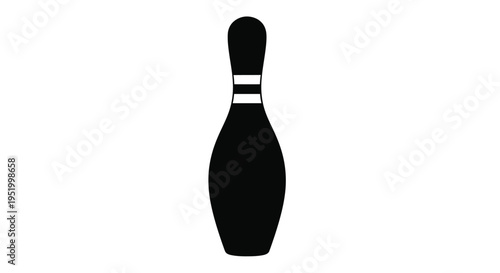 A simple black silhouette of a bowling pin clearly defined silhouette
