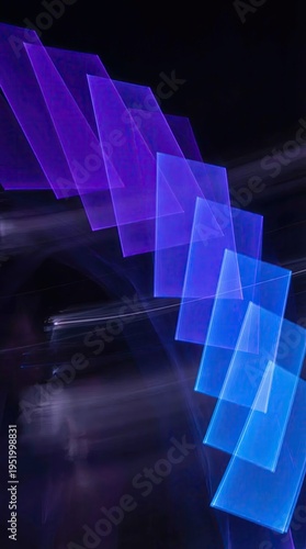 Abstract Light Trails Creating a Dynamic Pattern in Shades of Blue and Purple.
