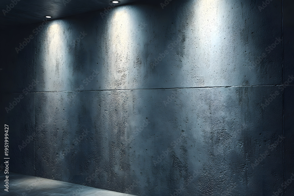 Obraz premium Lighting on concrete wall creates atmosphere in a simple indoor space during evening hours